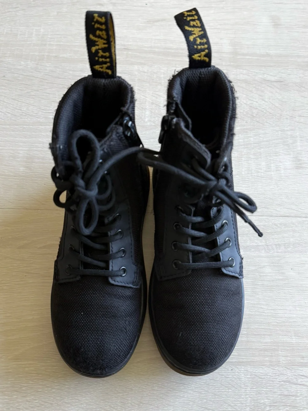 Dr. Martens Combs J Kids Black Canvas Combat Boots Size US 12